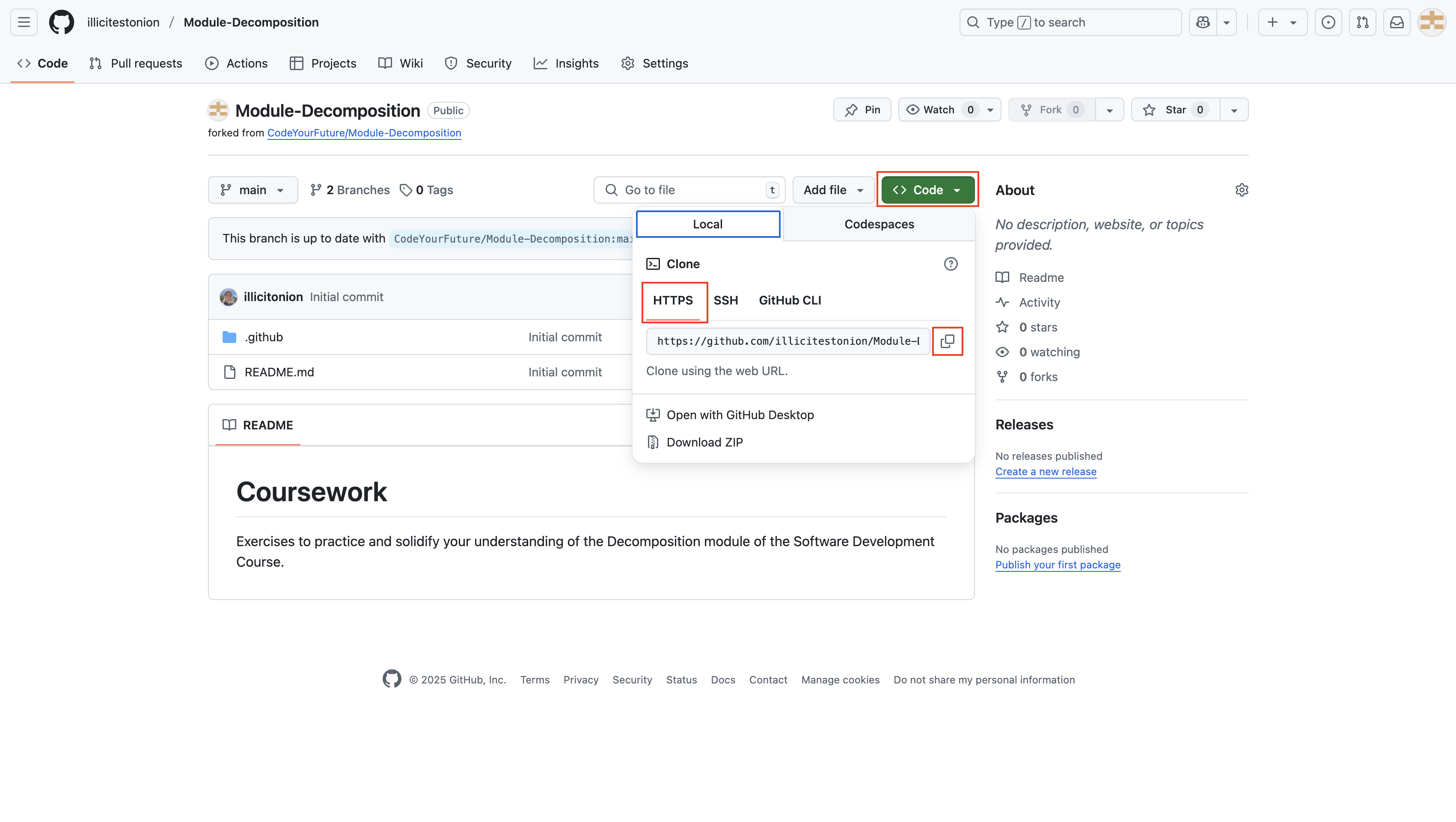Copy HTTPS Clone URL