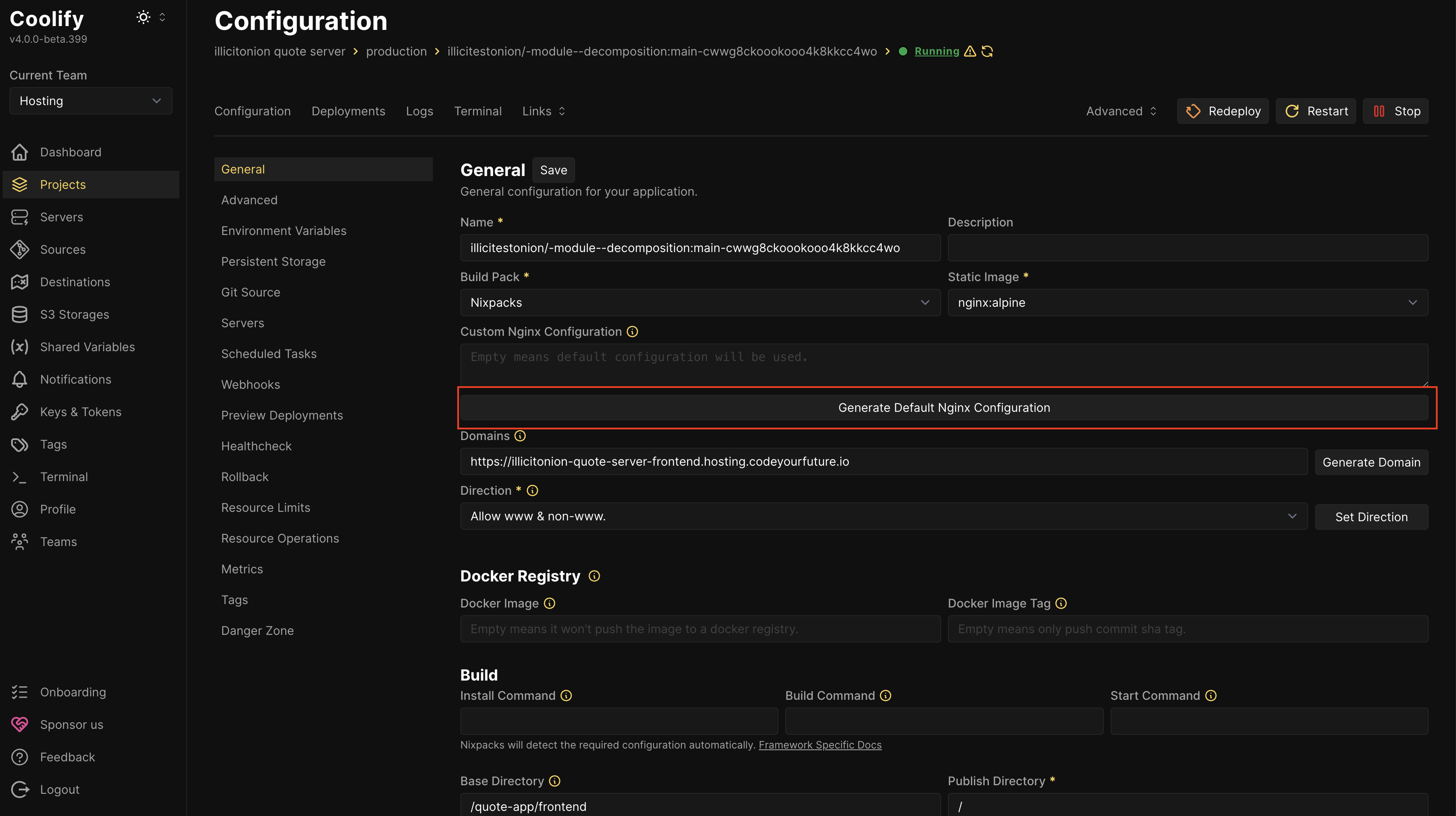 Generate Default Nginx Configuration